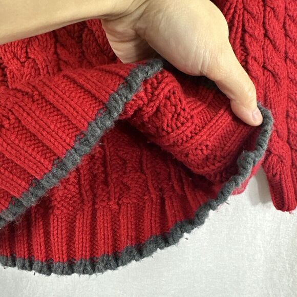 Old Navy Baby Vintage Red Cableknit Fisherman Wool Blend Sweater Size 2T Unisex - Picture 9 of 10